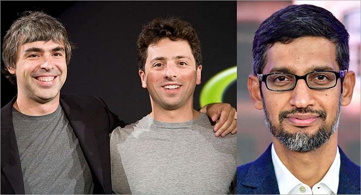 Larry Page Sergey Brin and Sundar Pichai?blur=25
